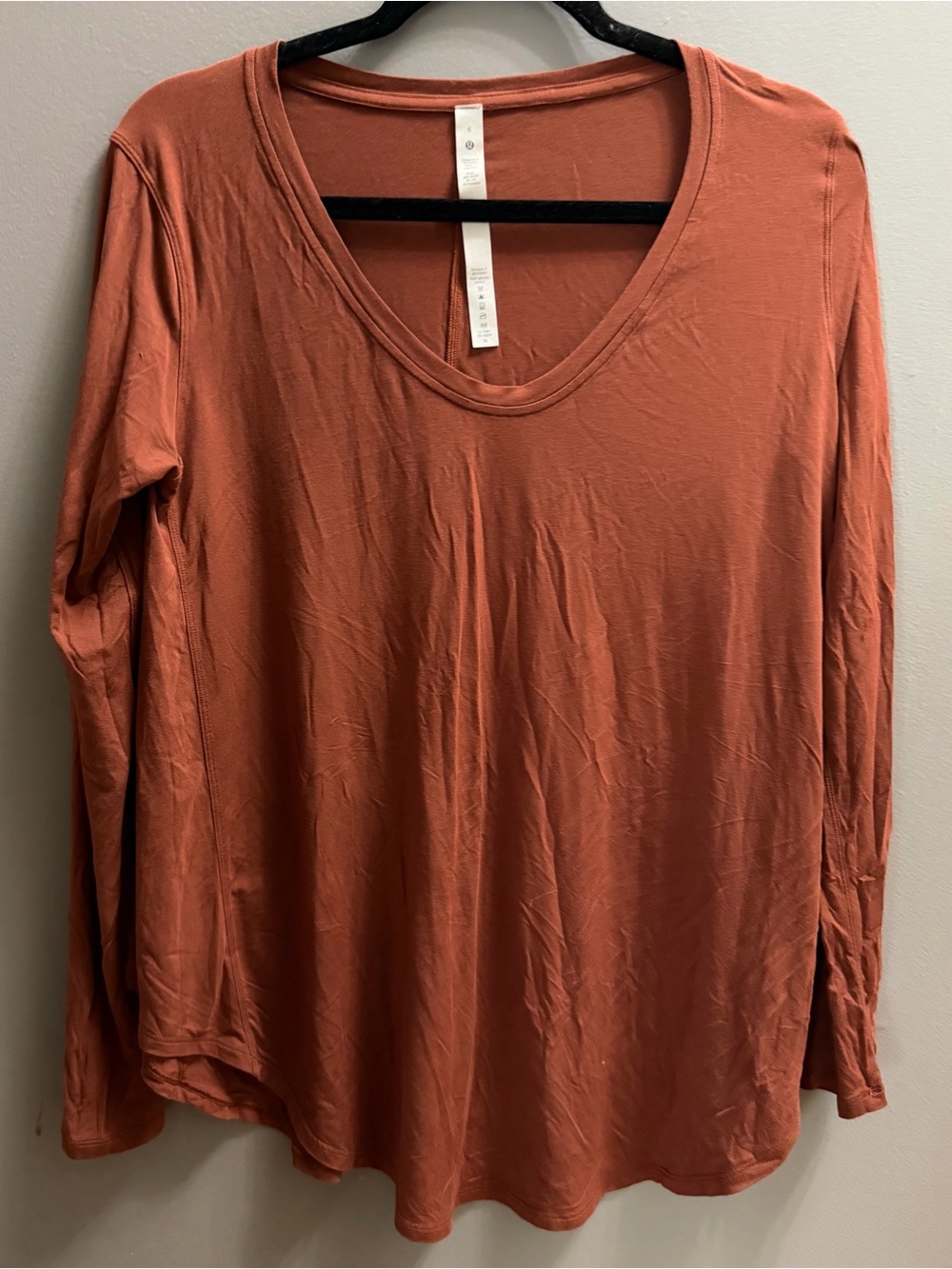 lululemon athletica Long Sleeve Scoop Neck Top - Rust Orange